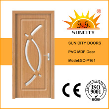 Hot Sale Interior PVC MDF Glass Wood Bathroom Door (SC-P161)